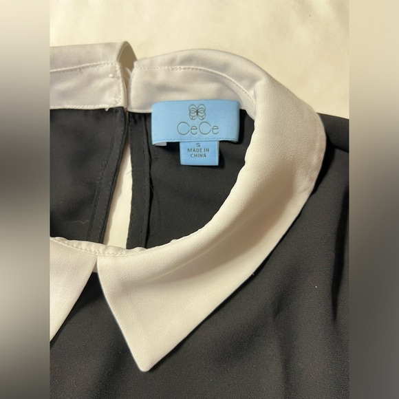 CECE Black‎ and white flutter sleeve top size S - Picture 11 of 14